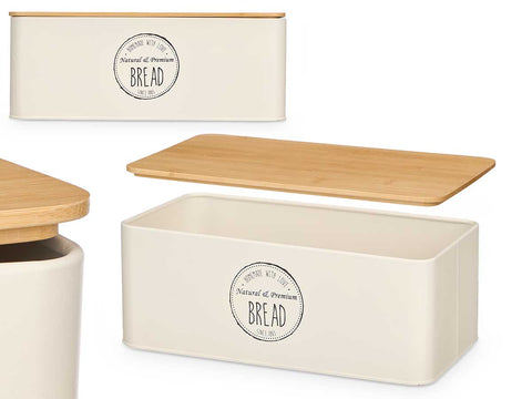 Caja de Pan Tapa Bambú Crema