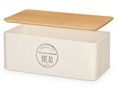 Caja de Pan Tapa Bambú Crema