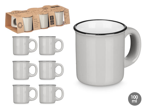 Set 6 Tazas de Café Gris 100ml