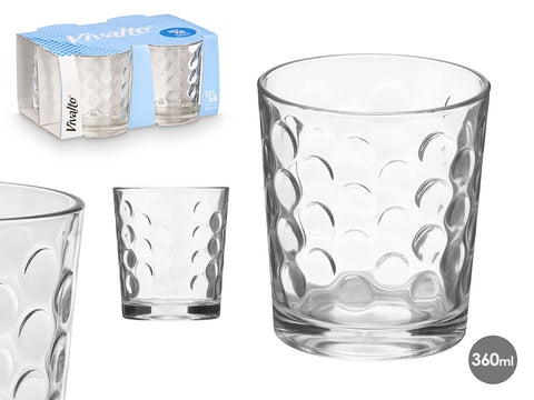 Set 4 Vasos de Vidrio Puntos 360ml