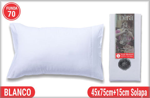 Funda de Almohada 70cm Blanco Tolra con Solapa 144Hilos