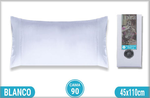 Funda de Almohada 90cm Blanco Tolra con Solapa 144Hilos