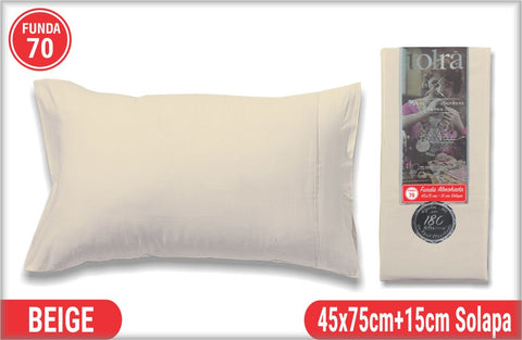 Funda de Almohada 70cm Beige Tolra con Solapa 144Hilos