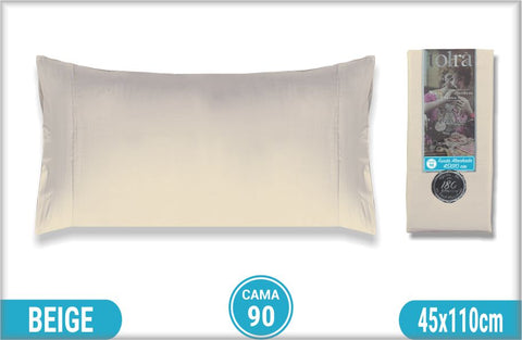 Funda de Almohada 90cm Beige Tolra con Solapa 144Hilos