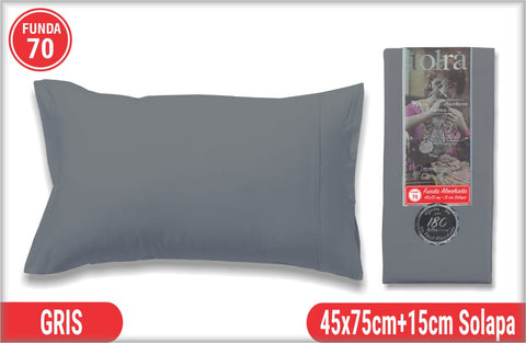 Funda de Almohada 70cm Gris Oscuro Tolra con Solapa 144Hilos