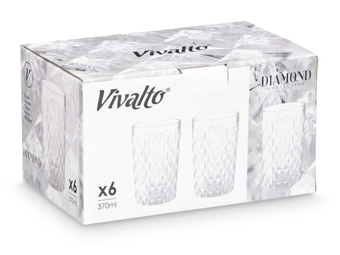 Pack 6 Vasos Diamante Transparente 370ml