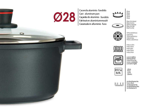 Cacerola 28cm Aluminio Fundido Full Induction Molten