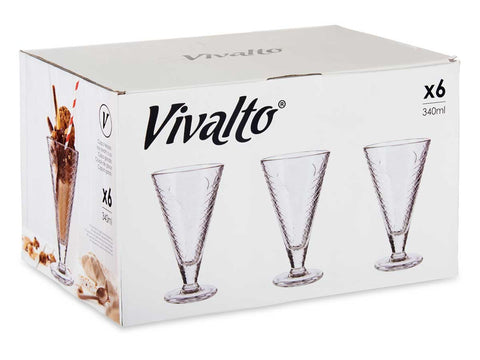 Pack 6 Copas de Helado Vidrio Alta 340ml