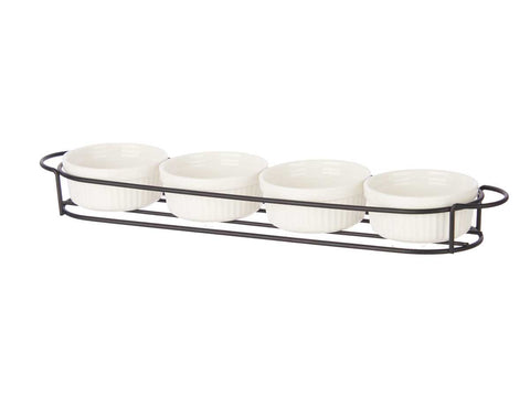 Set 4 Piezas Aperitivo con soporte Porcelana