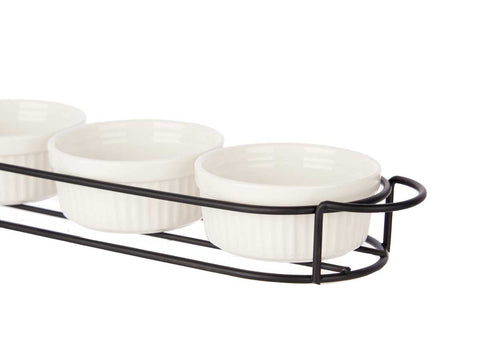 Set 4 Piezas Aperitivo con soporte Porcelana