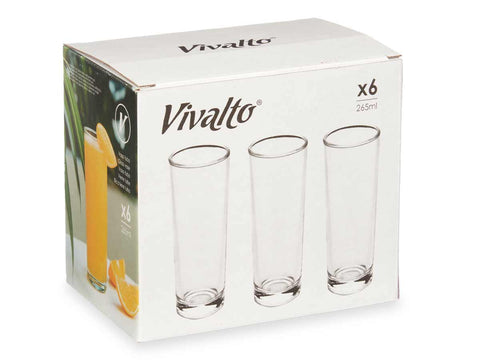 Pack 6 Vasos Tubo 265ml