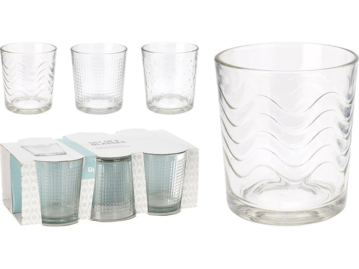 Set de 6 vasos de cristal para agua o refrescos
