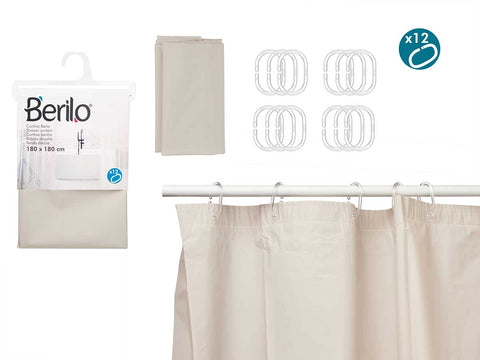 Cortina de Baño Transparente Beige 180x180cm