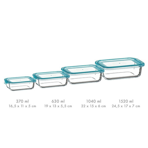 Fiambrera Borosilicato Rectangular 630ml Tapa Hermética