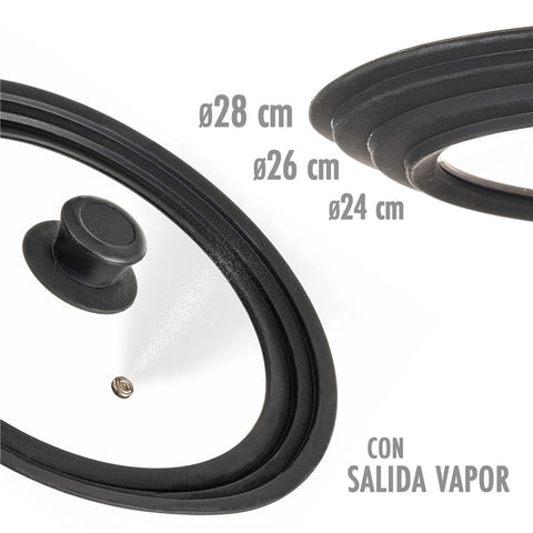 Tapa Universal Asa Térmica 24-26-28cm Salida Vapor