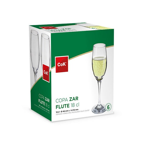 Pack 6 Copas de Cava Zar Flute 18cl Cok