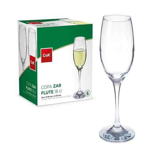 Pack 6 Copas de Cava Zar Flute 18cl Cok