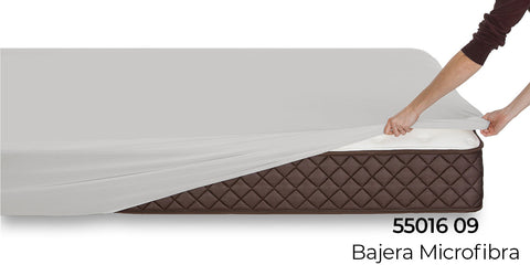 Sábana Bajera Ajustable Microfibra cama 135cm Gris Claro