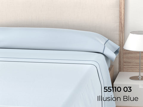 Juego de Sábanas Lisas cama 150cm Illusion Blue 50% Algodón 50% Poliéster