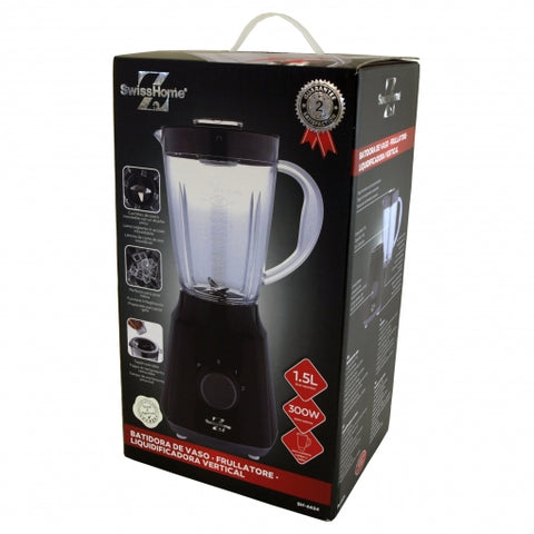 Batidora de Vaso 1.5L 300W Hélices Acero Inoxidable y Jarra de Plástico